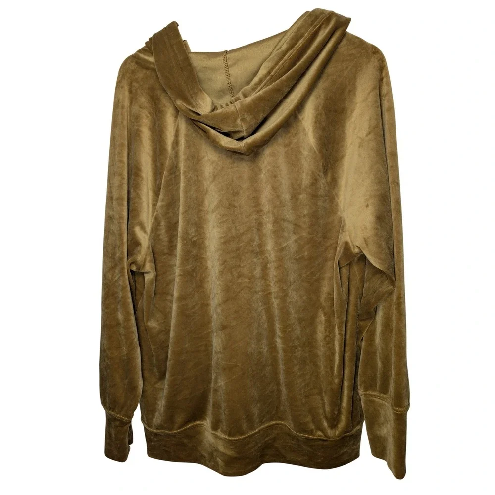 Offline by Aerie Womens Velour Full Zip Hoodie Mustard Gold 9SDWMF5K Size Large - Picture 2 of 8
